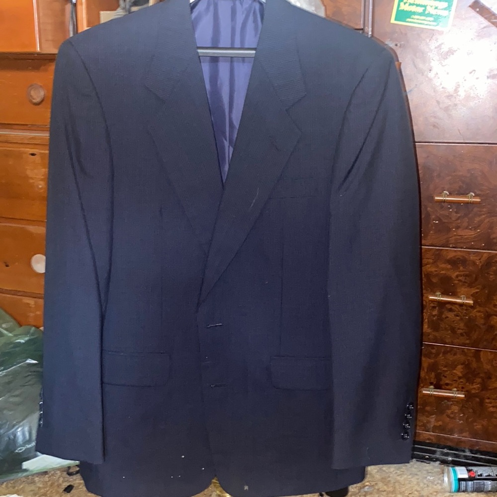 Men’s 36R navy blue suit jacket, 100% wool